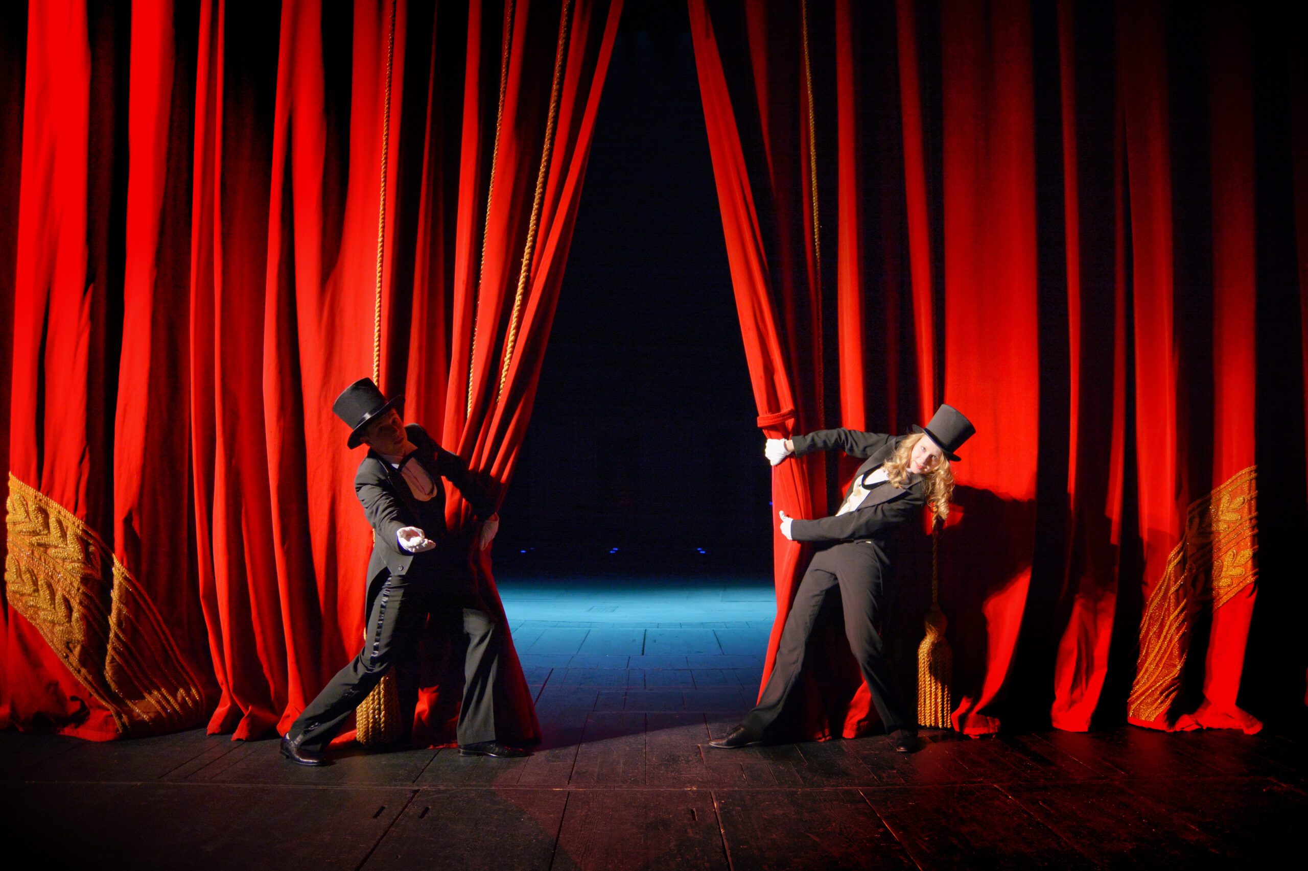 Kids or Youth opening a curtain