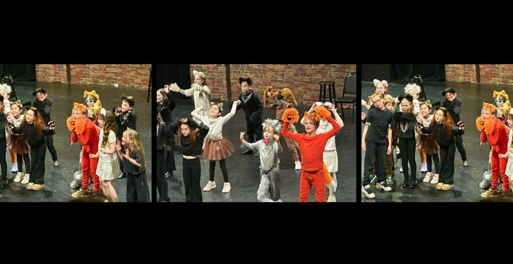 group of young kids performing theater