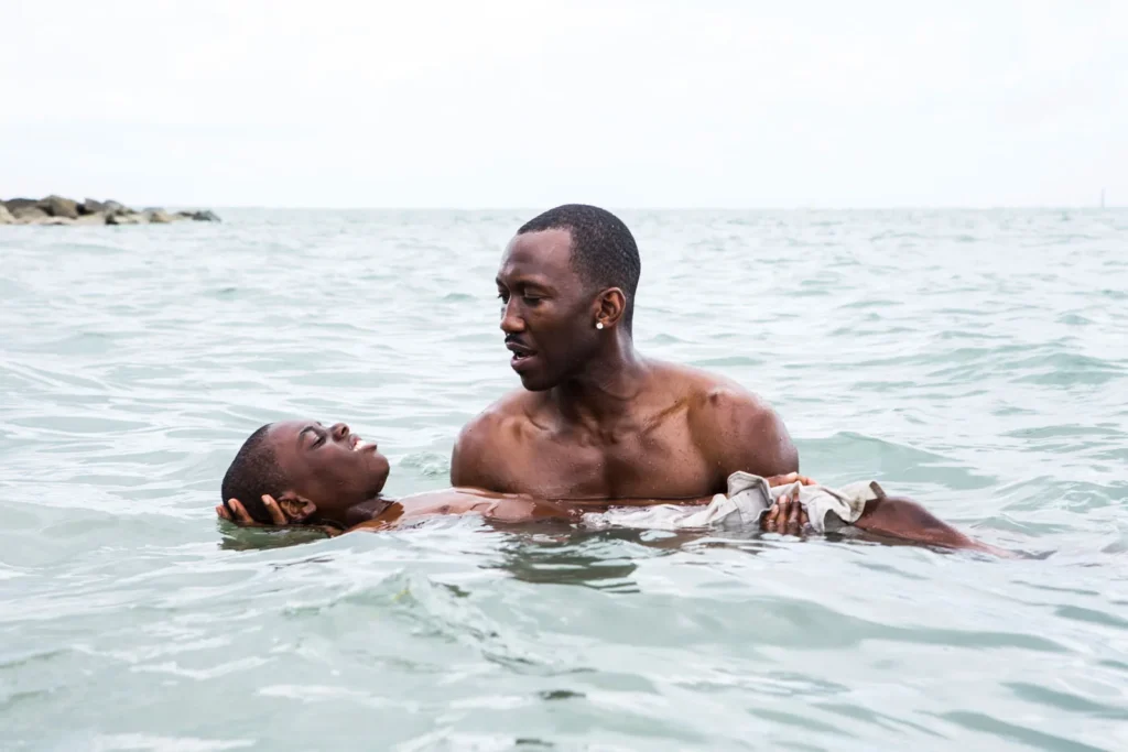 two people swimming