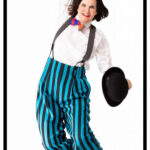 woman dressed up jumping full-body shot